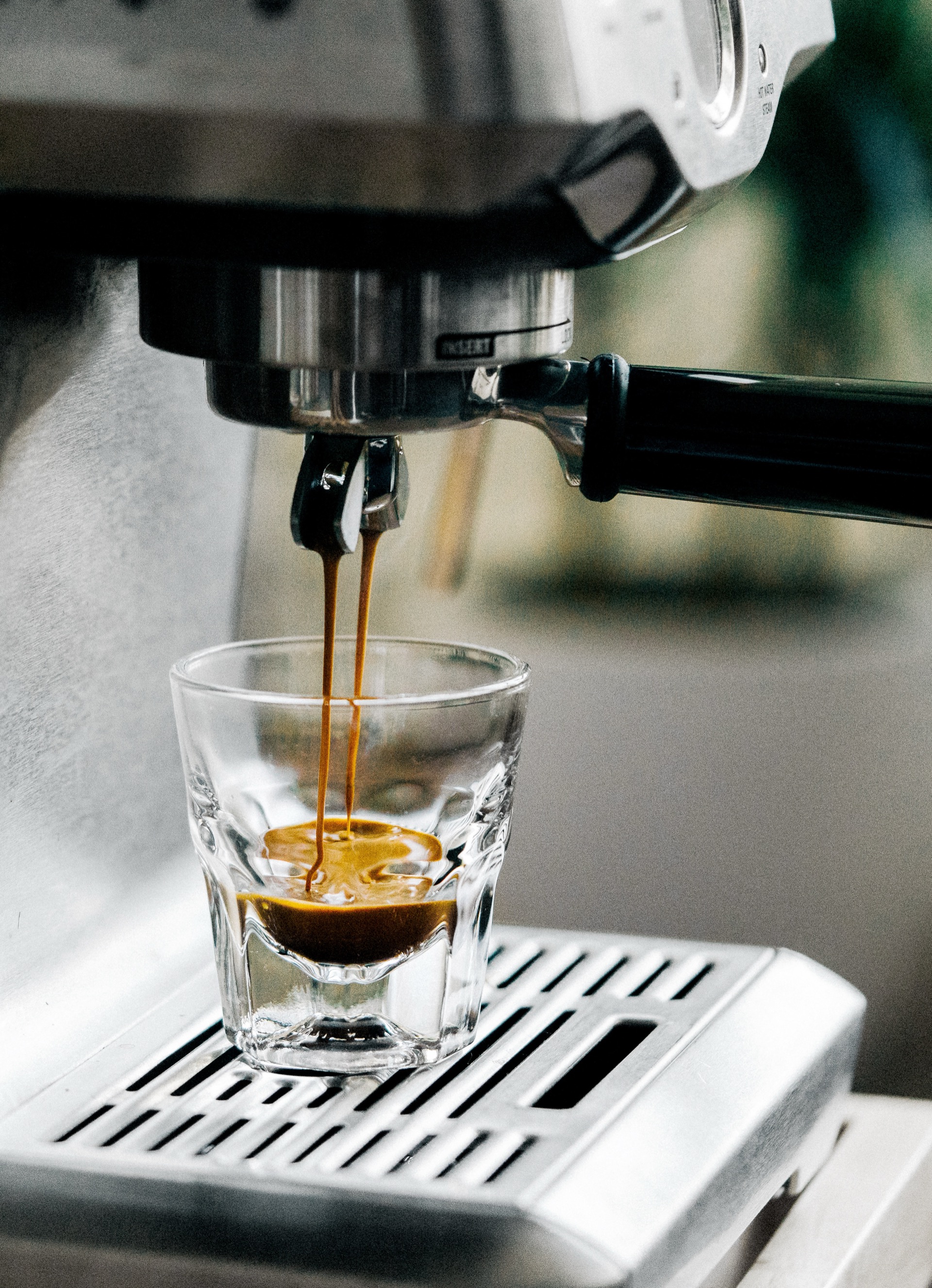 Espresso being pulled into a glass